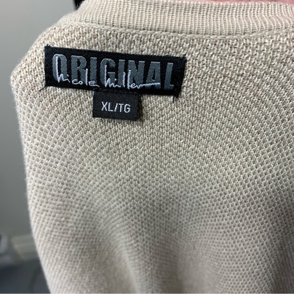 Nicole Miller Minimalist Neutral Tan Cotton Blend Zippered Cardigan Sweater XL - Picture 11 of 13